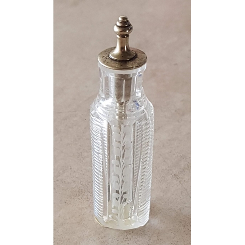 17 - 3 x Vintage Cut Glass Bottles with Silver &/or White Metal Tops, (Approx. 7cm and 8.5cm), (3)