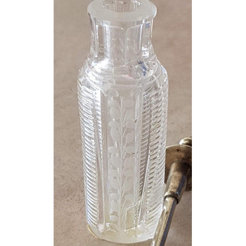 17 - 3 x Vintage Cut Glass Bottles with Silver &/or White Metal Tops, (Approx. 7cm and 8.5cm), (3)