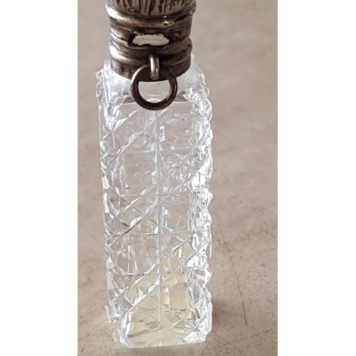 17 - 3 x Vintage Cut Glass Bottles with Silver &/or White Metal Tops, (Approx. 7cm and 8.5cm), (3)