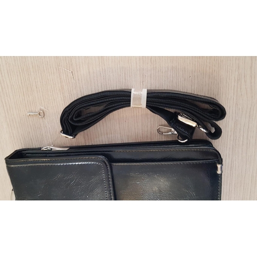 20 - Black Leatherette Men's Bag with Shoulder Strap, Unused