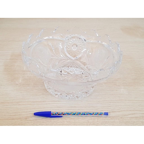 203 - Retro Crystal Tableware; Fruit Bowl (Ø: 22cm), Sweet Bowl with Lid and Sweet Pedestal Dish, (3)