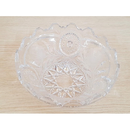 203 - Retro Crystal Tableware; Fruit Bowl (Ø: 22cm), Sweet Bowl with Lid and Sweet Pedestal Dish, (3)