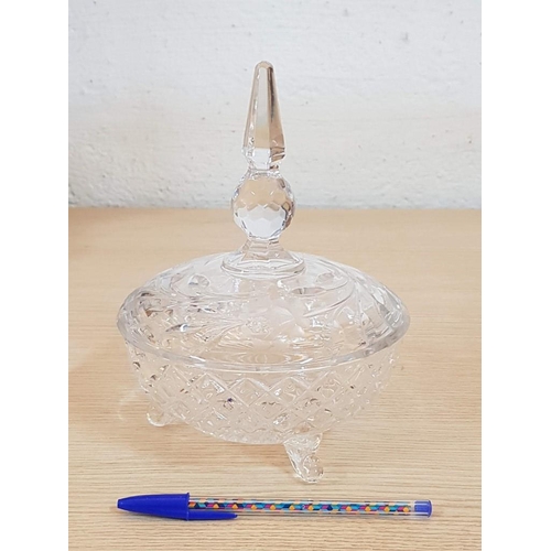 203 - Retro Crystal Tableware; Fruit Bowl (Ø: 22cm), Sweet Bowl with Lid and Sweet Pedestal Dish, (3)