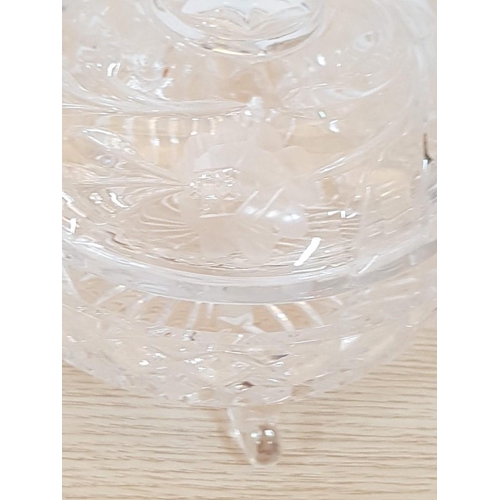 203 - Retro Crystal Tableware; Fruit Bowl (Ø: 22cm), Sweet Bowl with Lid and Sweet Pedestal Dish, (3)
