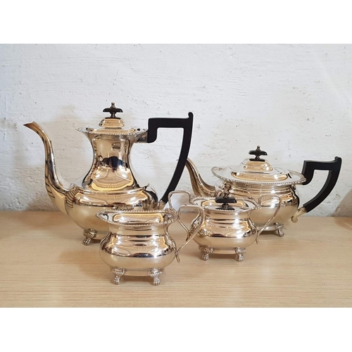 204 - Vintage Viners of Sheffield 4-Piece Alpha Plate (Silver Plated) Tea / Coffee Set; Tea Pot, Coffee Po... 