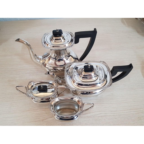 204 - Vintage Viners of Sheffield 4-Piece Alpha Plate (Silver Plated) Tea / Coffee Set; Tea Pot, Coffee Po... 
