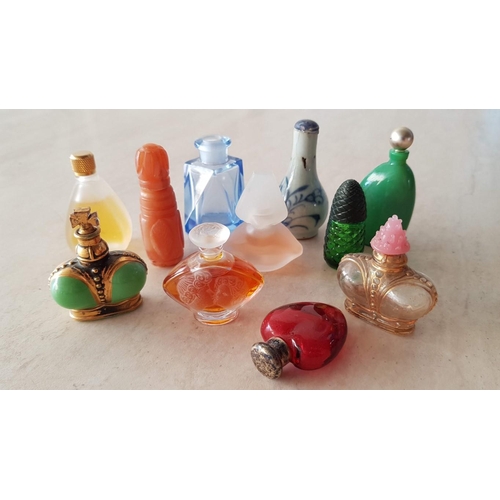 206 - Lalique Crystal Miniature Perfume 'Le Baiser' (1999), Together with 10 x Other Miniature Perfume Bot... 