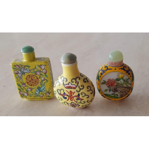 207 - Collection of Oriental Style Vintage Miniature Perfume Bottles; Metal, Enameled, Porcelain, (9)