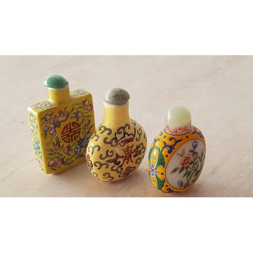 207 - Collection of Oriental Style Vintage Miniature Perfume Bottles; Metal, Enameled, Porcelain, (9)