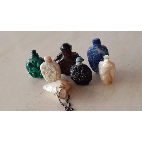 208 - Collection of 6 x Chinese Carved Snuff Bottles, Circa 19th Century(?), Different Natural Stones, Tog... 