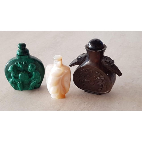208 - Collection of 6 x Chinese Carved Snuff Bottles, Circa 19th Century(?), Different Natural Stones, Tog... 
