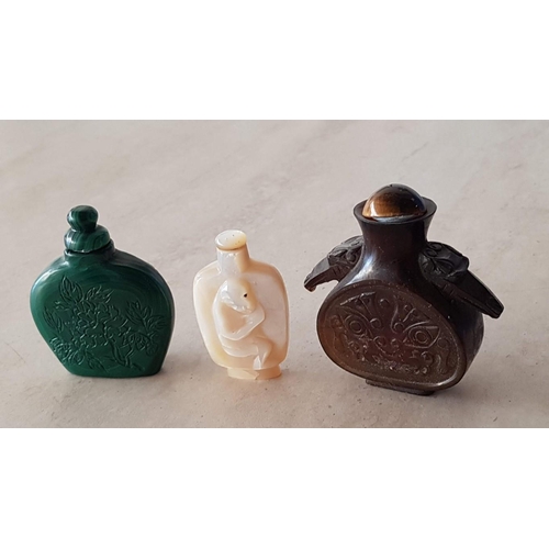 208 - Collection of 6 x Chinese Carved Snuff Bottles, Circa 19th Century(?), Different Natural Stones, Tog... 