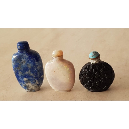 208 - Collection of 6 x Chinese Carved Snuff Bottles, Circa 19th Century(?), Different Natural Stones, Tog... 