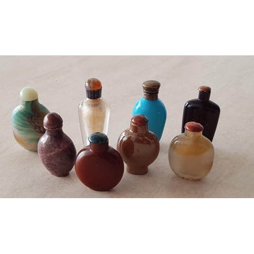 209 - Collection of 8 x Glass and Natural Stone Miniature Perfume Bottles, (8)