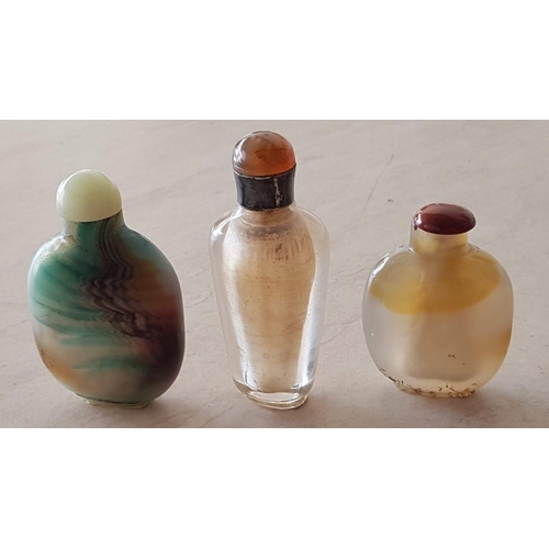 209 - Collection of 8 x Glass and Natural Stone Miniature Perfume Bottles, (8)