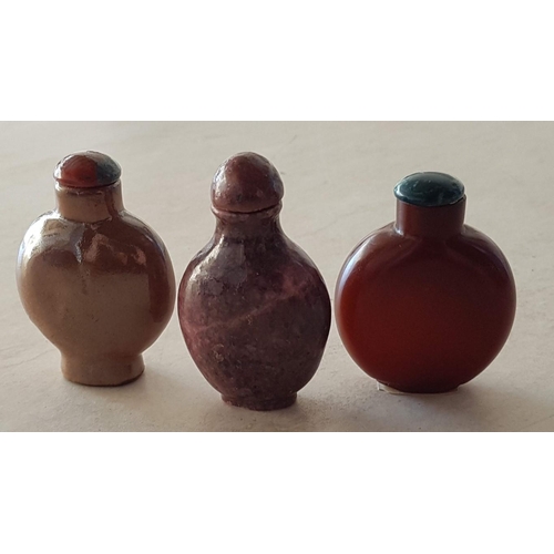 209 - Collection of 8 x Glass and Natural Stone Miniature Perfume Bottles, (8)
