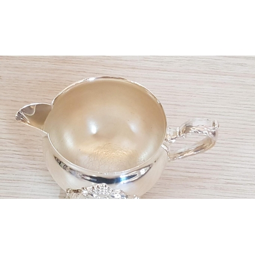 216 - Viners International Highly Ornate Silver Plated Vintage Style Set of Sugar Bowl with Lid, Cream Jug... 