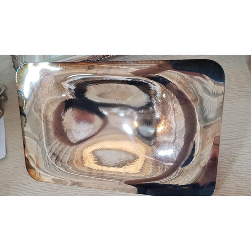217 - Vintage Style Silver Plated Covered Serving Dish with Rectangular Pyrex Dish, (a/f), (Approx. 46 x 2... 