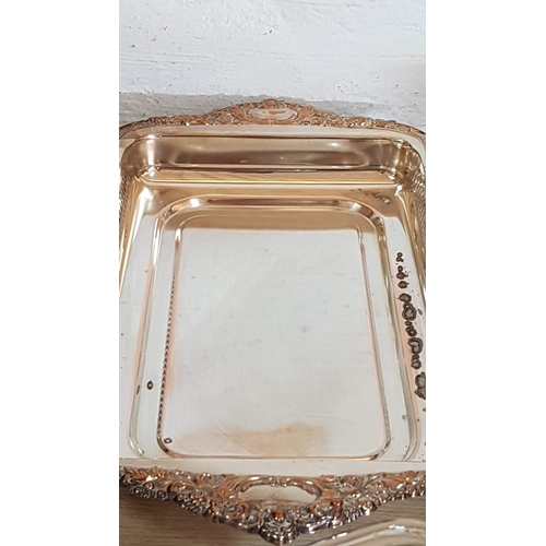 217 - Vintage Style Silver Plated Covered Serving Dish with Rectangular Pyrex Dish, (a/f), (Approx. 46 x 2... 