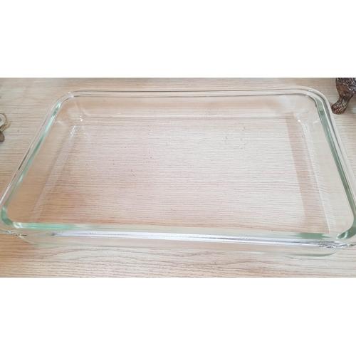 217 - Vintage Style Silver Plated Covered Serving Dish with Rectangular Pyrex Dish, (a/f), (Approx. 46 x 2... 