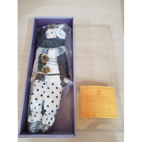 221 - The Leonardo Collection 'Pierrot' Porcelain Doll with Certificate of Authenticity, (Approx. H: 40cm)