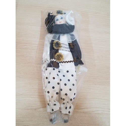 221 - The Leonardo Collection 'Pierrot' Porcelain Doll with Certificate of Authenticity, (Approx. H: 40cm)