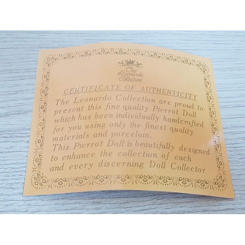 221 - The Leonardo Collection 'Pierrot' Porcelain Doll with Certificate of Authenticity, (Approx. H: 40cm)