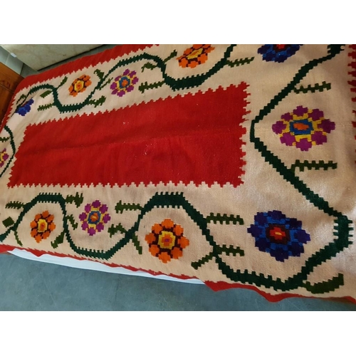 229 - Traditional Folk Art Woolen Multifunctional Carpet / Wall Hanging / Bed Cover, (Approx. 120 x 195cm)