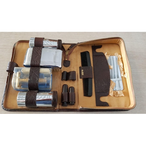 25 - Vintage Men's Travel Grooming Kit in Leather Case