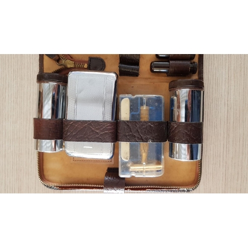 25 - Vintage Men's Travel Grooming Kit in Leather Case