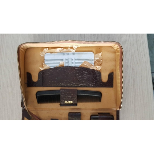 25 - Vintage Men's Travel Grooming Kit in Leather Case