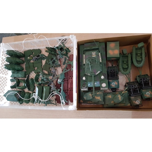 30 - Collection of Military Figures, Tanks, Boats and Jeeps, etc