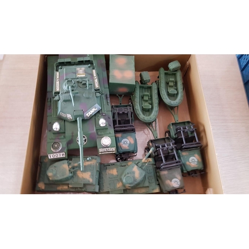 30 - Collection of Military Figures, Tanks, Boats and Jeeps, etc