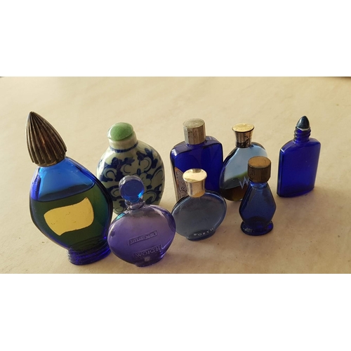 33 - Collection of Vintage Mini Blue Glass Empty Perfume Bottles, Incl. 'Evening in Paris, Bourjois c. 19... 