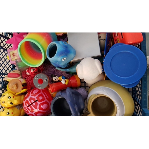 55 - Large Collection of Assorted Items; Soft Toys, Games, Mugs, Figures, Stair Springs, etc