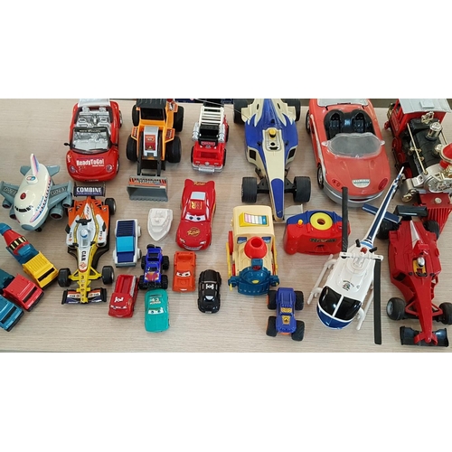 59 - Collection of Assorted Toy Cars, Helicopter, Racing Cars, Airplane, Train, etc