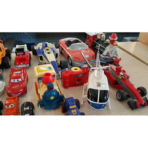 59 - Collection of Assorted Toy Cars, Helicopter, Racing Cars, Airplane, Train, etc