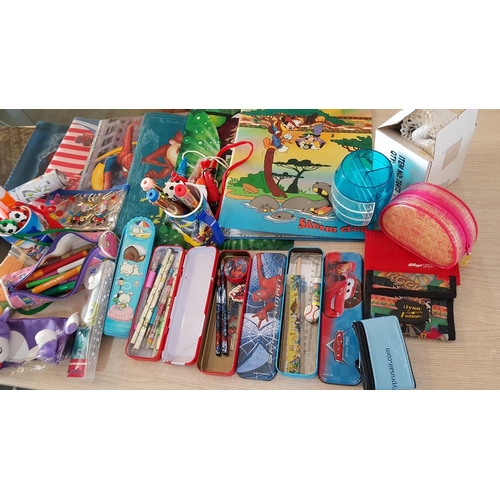 62 - Large Collection of Children's Stationary; Pencil Cases, Folders, Pens, Erasers, Rulers, Mugs, Organ... 