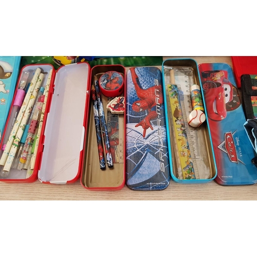 62 - Large Collection of Children's Stationary; Pencil Cases, Folders, Pens, Erasers, Rulers, Mugs, Organ... 