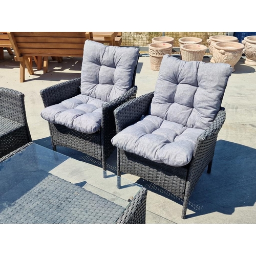 99 - 'Brava' Ratan Garden / Patio Set of 2 Seat Sofa, Pair of Arm Chairs with Additional Seat Cushions an... 