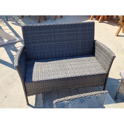 99 - 'Brava' Ratan Garden / Patio Set of 2 Seat Sofa, Pair of Arm Chairs with Additional Seat Cushions an... 