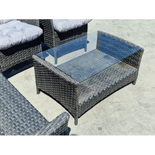 99 - 'Brava' Ratan Garden / Patio Set of 2 Seat Sofa, Pair of Arm Chairs with Additional Seat Cushions an... 