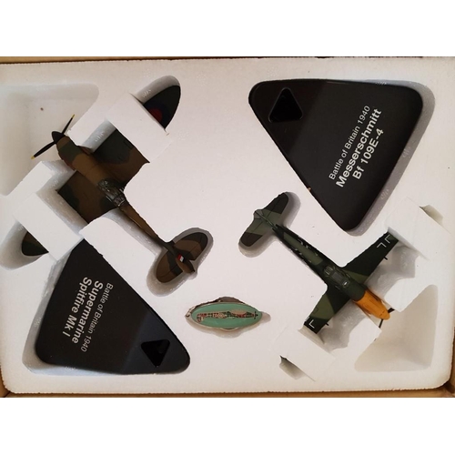 161 - 5 x 'Atlas Editions' Battle Airplanes in Original Boxes; Heinkel HE111, Messerschmitt Bf109E-4, Supe... 