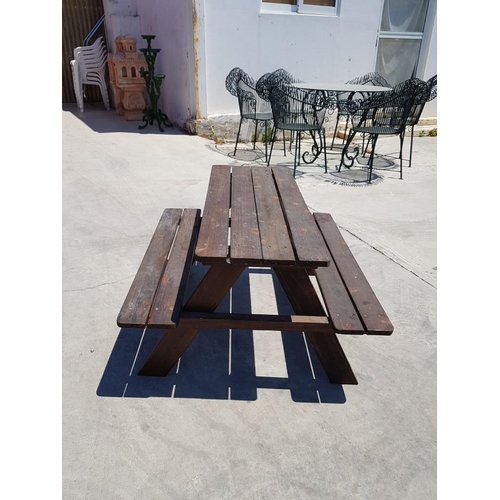 174 - Wooden Children's Picnic Bench; Table with 2 Bench Seats Attached, Made by Local Carpenter, (Approx.... 