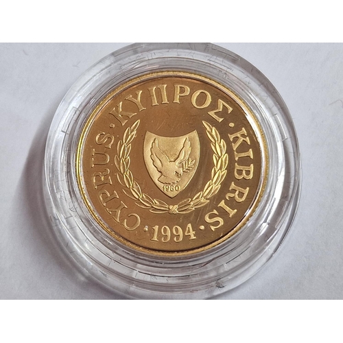 10 - Cyprus Gold Coin; (1994) £20 Proof 'Aids' 22ct Gold, 7.9881g, Ø: 22.05mm, Limited Edition of 4,000 P... 