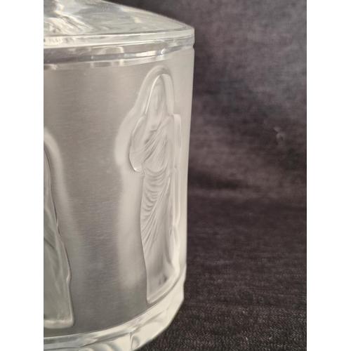 121 - Lalique Crystal, Paris; Frosted Glass Neoclassical Female Figure Whisky Decanter with Spiral Pattern... 