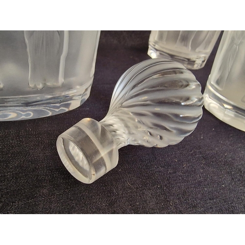 121 - Lalique Crystal, Paris; Frosted Glass Neoclassical Female Figure Whisky Decanter with Spiral Pattern... 