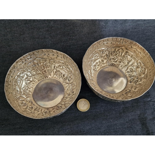 31 - Matching Pair of Decorative Hand Made Silver Bowls, (Approx. Ø 11.5cm, H: 5cm, Total Weight 273g), (... 