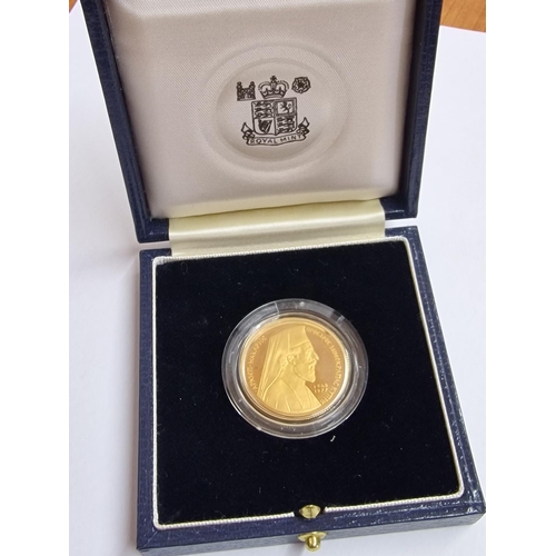 7 - Cyprus 1977 £50 Makarios 22ct Gold Proof Coin in Capsule and Blue Colour Presentation Case, (Approx.... 