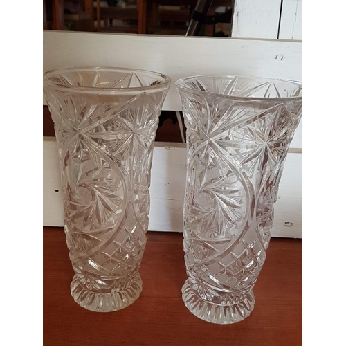 412 - Bohemia Crystal Collection; 2 x Matching Vases (24.cm), Sweet Bowl with Irregular Shape on Small Leg... 